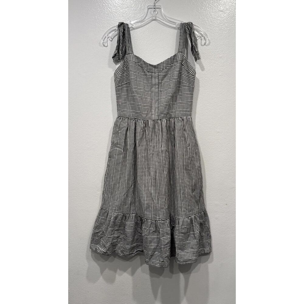 Gal‎ Meets Glam Nancy Tie Strap Gingham Dress In Olive Preppy Coastal Retro